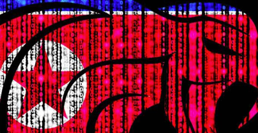 North Korean flag with cobra overlay