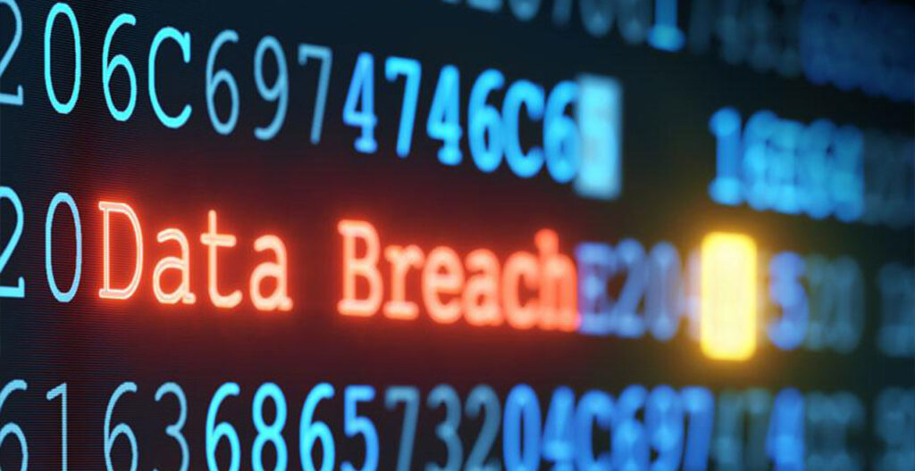 words data breach highlighted in code