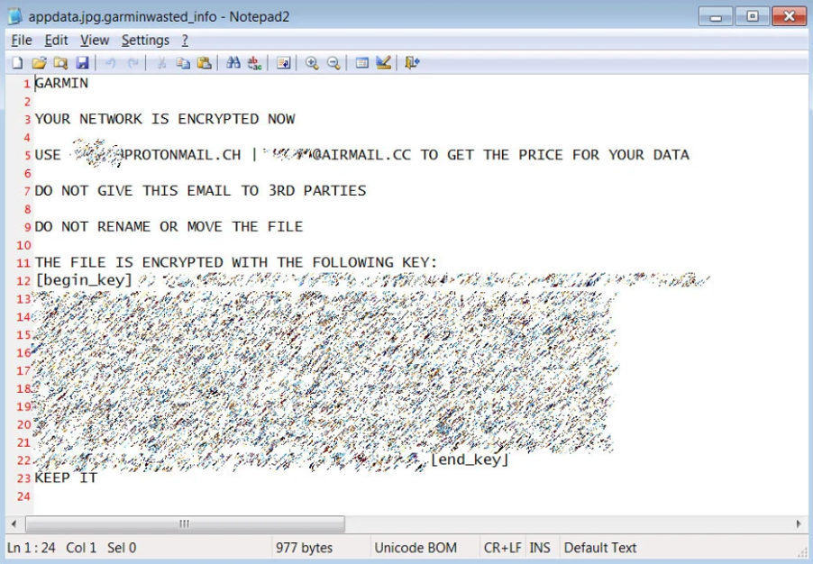 Example of a ransom note