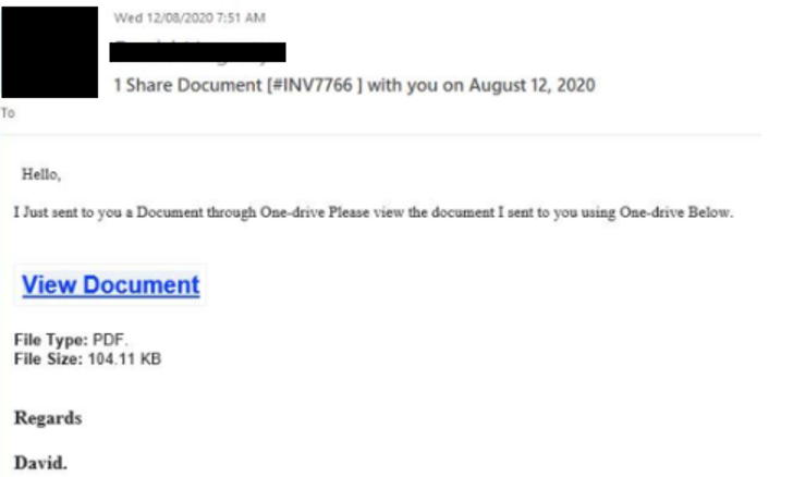 Typeform Phished Email Example