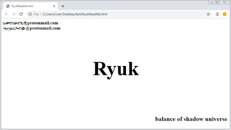 Ryuk Ransomware Note Example