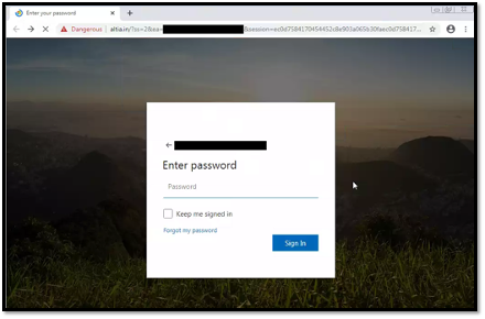 Figure 2 - Redirected fake login page