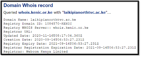 Figure 1 - Sample phishing domain