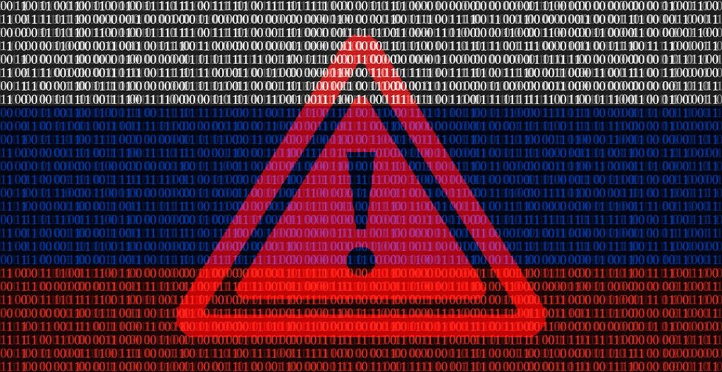 Russian-Cyber-Attacks-Russian-Flag-with-Binary-Caution-Overlay