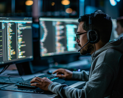 Man working on a computer at an Outsourced SOC
